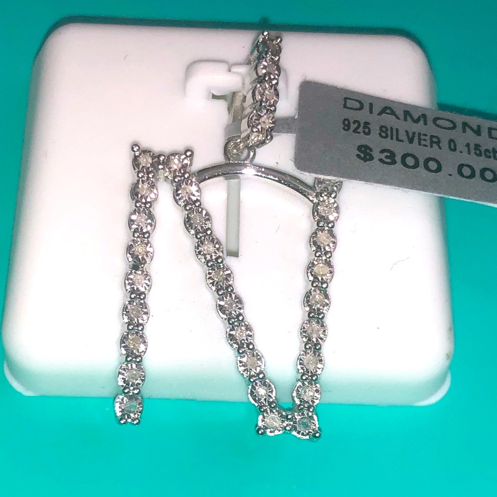 Real Diamond N initial pendant charm NOT CZ NOT FAKE Bestselling Gift Huge Sale!